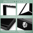 Huquary 3 Pcs Wooden Jewelry Box Glass Top Display Cases - Image 3