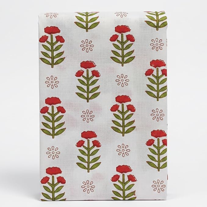 E-Tailor® Hand-Block Printed Pre-Cut Cotton Fabric Ideal by E-Tailor