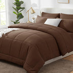 CozyLux Queen Comforter Set Brown, 7 Pieces Bed in a Bag, All Season Bedding by CozyLux