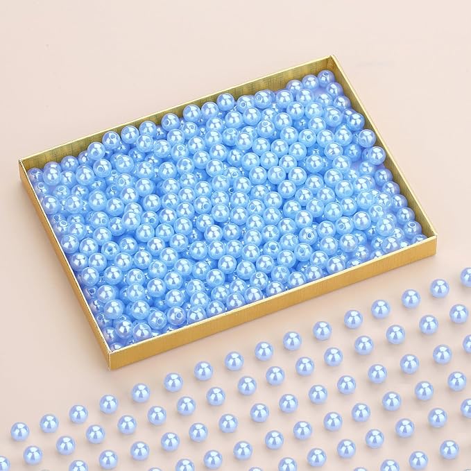 DUQGUHO 8mm Blue Beads for Jewelry Making Blue Pearls Bulk 500PCS Plastic Beads - Image 2