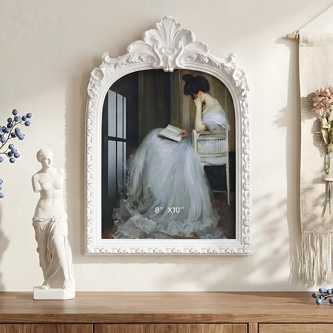 8x10 White Arched Picture Frame, Vintage Elegant Decorative Photo Frame | Fits - Image 3