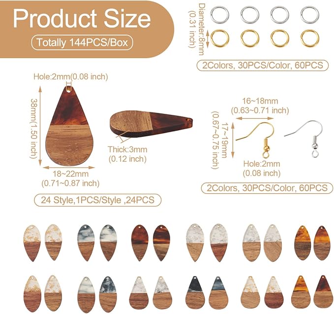 FASHEWELRY Resin Wood Earring Kit - Image 6