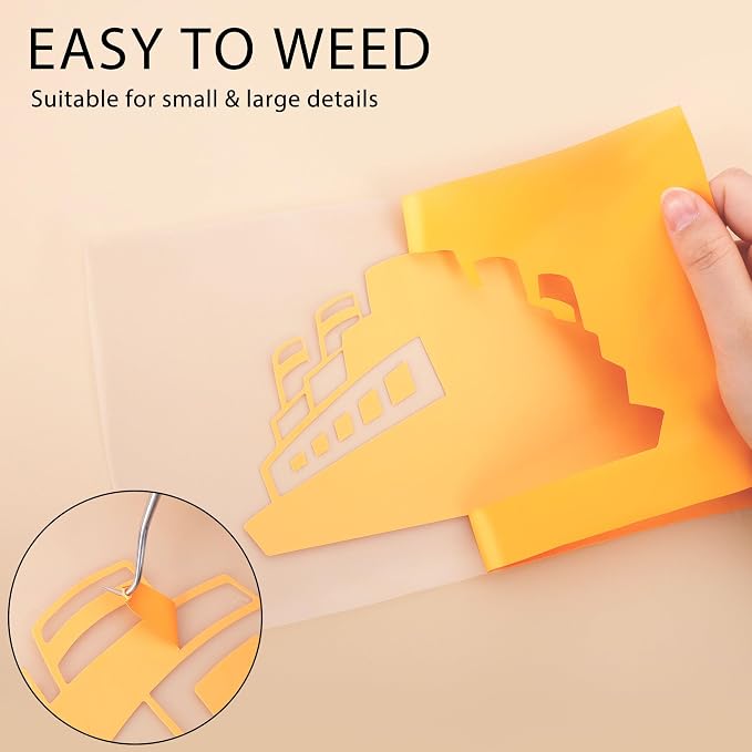 RENLITONG Light Orange Iron on Vinyl 12Inch by 20ft Roll Heat Transfer Vinyl - Image 4