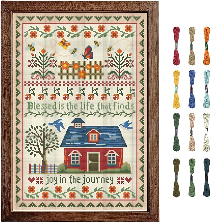 FREEBLOSS Cross Stitch Wall Hanging Kits Stamped Embroidery Starter Kits Pre by FreeandCreativeCraftsArt