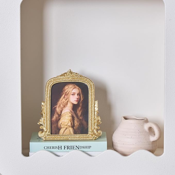 Ornate Gold 5x7 Picture Frame, Vintage Roman Texture, Hand-Crafted Resin Retro - Image 4