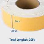 Kikerike Self Adhesive Foam Tape Weatherstrip 2in x 1/8in x 20Ft High Density - Image 2