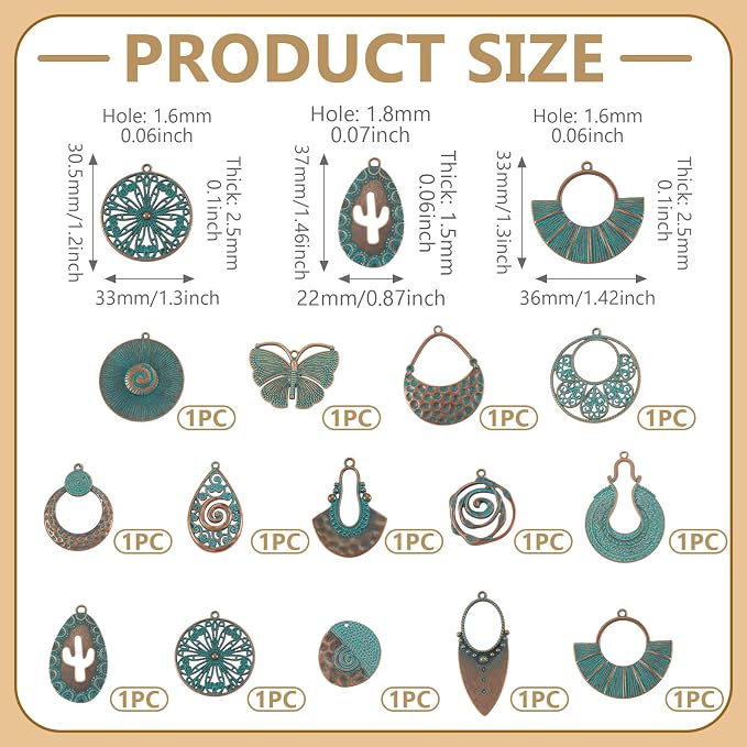 14Pcs Vintage Turquoise Charms - Image 5