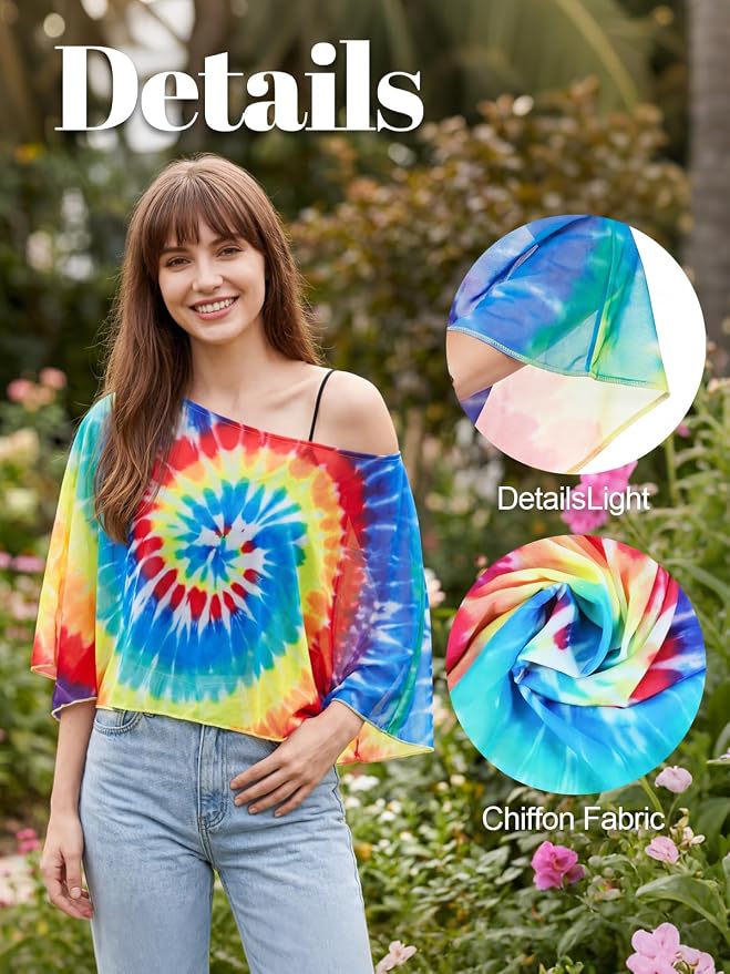 Women Chiffon Shawl Cape Colorful Summer Poncho Tops Beach Dress Cover up - Image 6