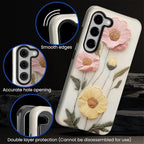 Case for Samsung Galaxy S23 Case, Faux Embroidery Boho Floral Design Hybrid - Image 3