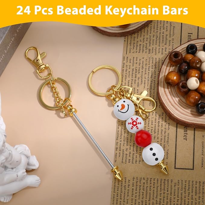 24Pcs Beadable Keychain Bars Bead Keychain Making Kit Blank Keychains Beaded - Image 5