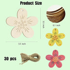 30 Pcs Wooden Flower Decor Unfinished Wood Crafts - Image 7
