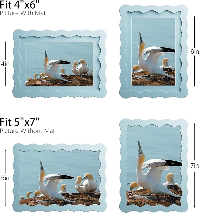 5x7 Picture Frame with Mat for 4x6, Wavy Edge Wooden Real Glass Photo Frame for - Image 4