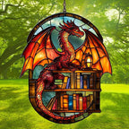Books and Dragon Acrylic Suncatcher Stained Glass Effect Window Car Hanging - Image 3