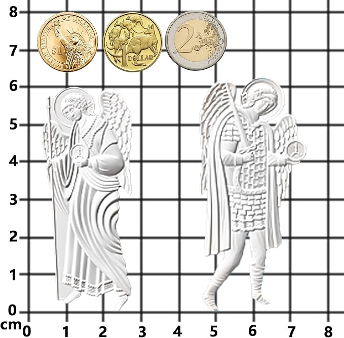 Art Molds for Polyclay Air Dry Clay Plaster, 2 Carved Archangel Symbols - Image 3