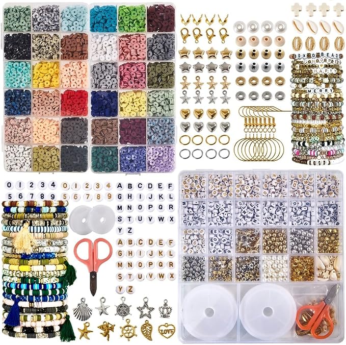 Box-O-Beads Earth Tones Bracelet Making Kit – 8, 550 Clay Beads Friendship by FelixLeChef
