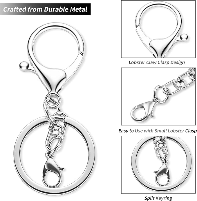 Gkeygo 10 Pack a Set Metal Lobster Claw Clasps and Key Rings, Key Chain - Image 4