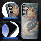 Case for Samsung Galaxy S25 Case, Sun Moon Stars Faux Stained Glass Design - Image 2