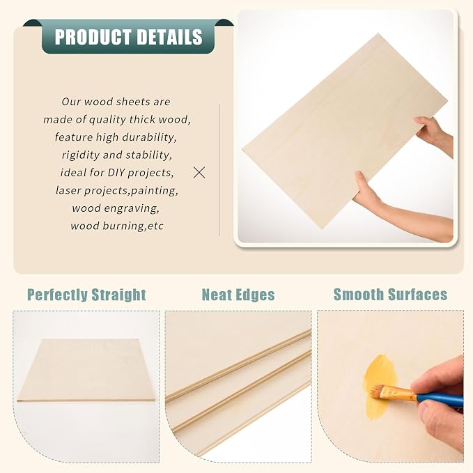 12 Pack 12 x 24 x 1/4 Inch-6mm Thick Basswood Sheets - Image 4