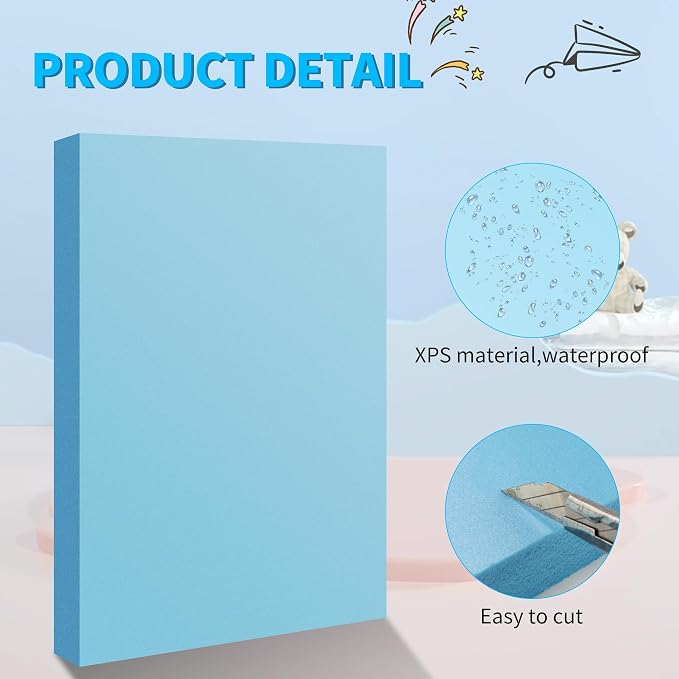 LuckyFoam Blue 4 Pack 12x7.5x1 inch Foam Sheets 1 Inch Thick | Polystyrene - Image 4