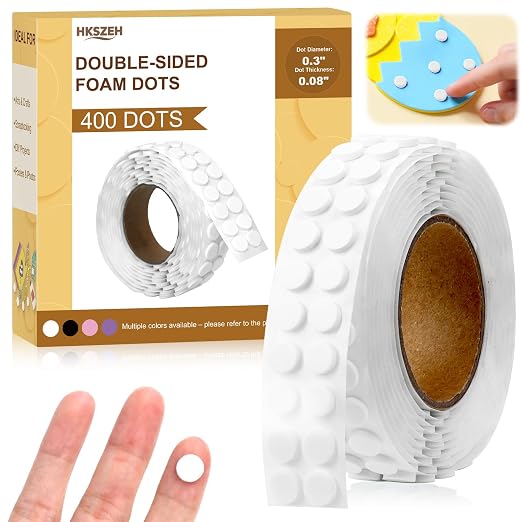 400 PCS 2mm Double Sided Foam Dots 0.3" Foam Round Dots 3D Foam Tape Craft by Unknown