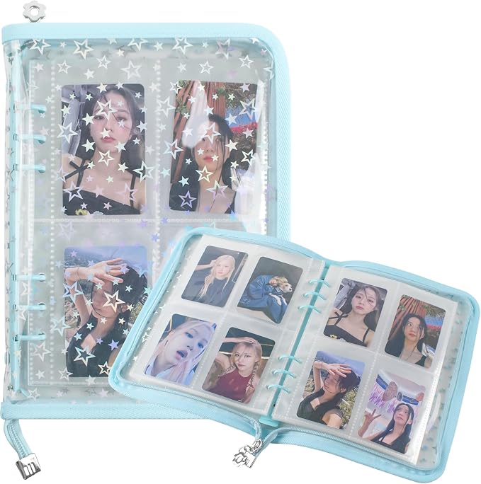 A5 Photocard Binder with 25 Pake 4-Pocket Pages, 6 Ring Photocard Holder by BUYNOW