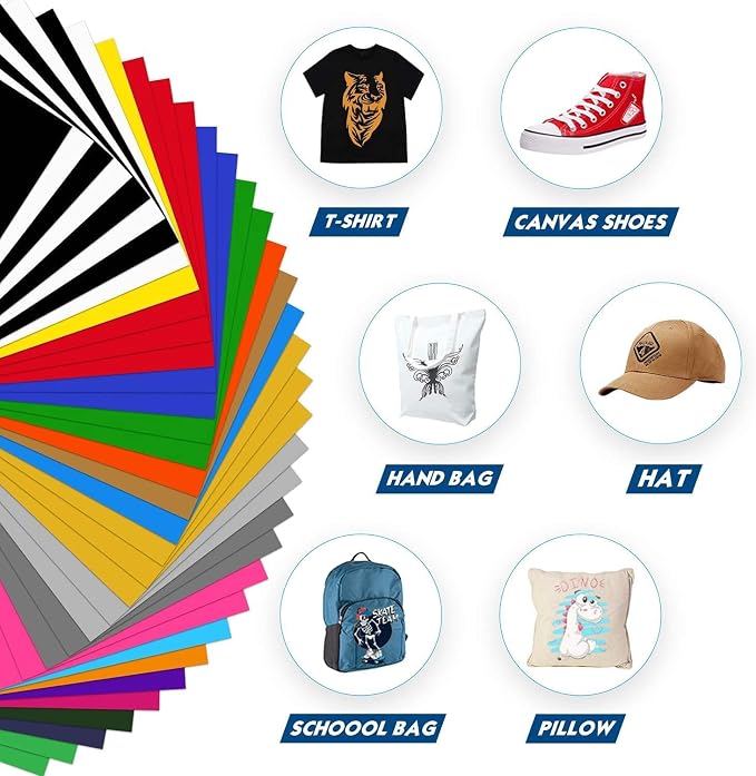 HTV Heat Transfer Vinyl Bundle 37Pack 12" x 10" Vinyl Sheets, Iron On Vinyl - Image 8