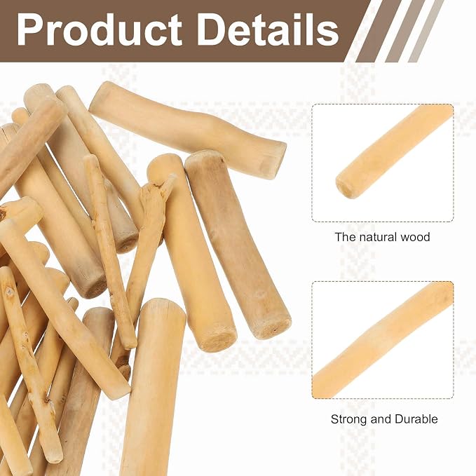 MECCANIXITY 3.9" Natural Driftwood Pieces, 0.3" to 0.8" Dia Driftwood Twigs - Image 3