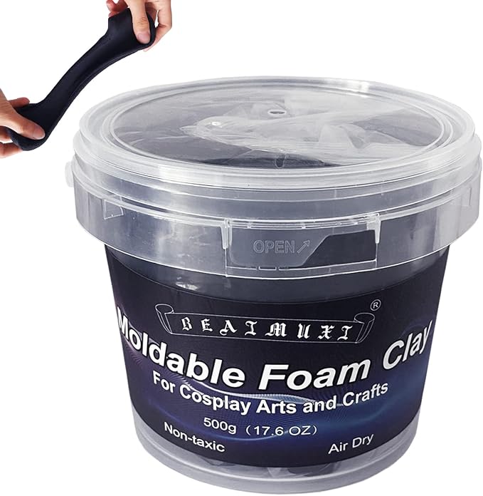 Foam Clay Cosplay Moldable Air Dry Foam Clay Craft 500g Black Lightweight by BEAIMUXI