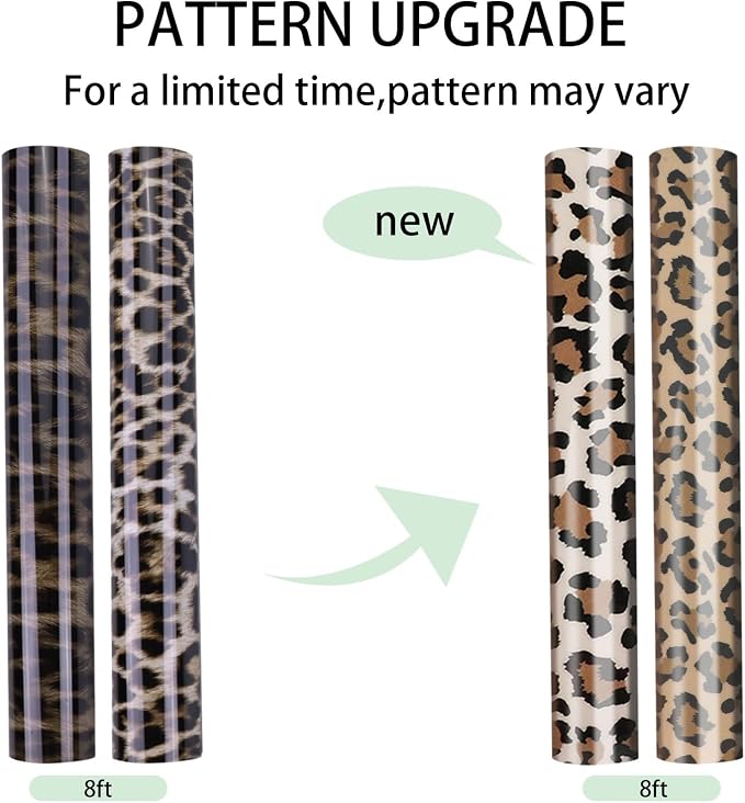 HTVRONT Heat Transfer Vinyl Roll, 12in x 8ft Leopard HTV | Leopard Printed Iron - Image 8