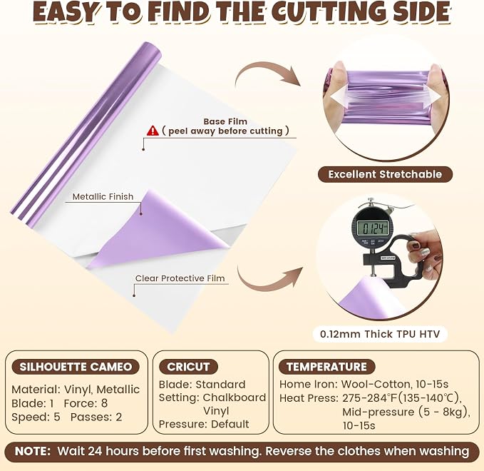 Purple Metallic Foil Iron On Vinyl Roll - Image 4