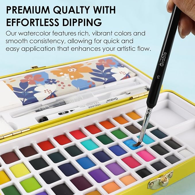 Grabie 50 Colors Premium All-In-One Water Color Paint Set - Image 3