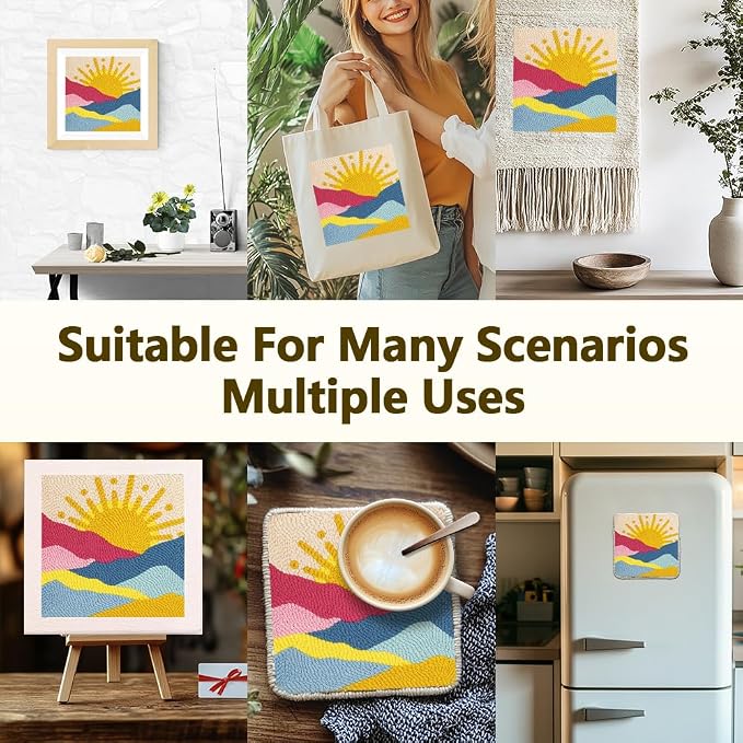 Doodlream Colorful Mountain Sun DIY Punch Needle Embroidery Kit - Image 5