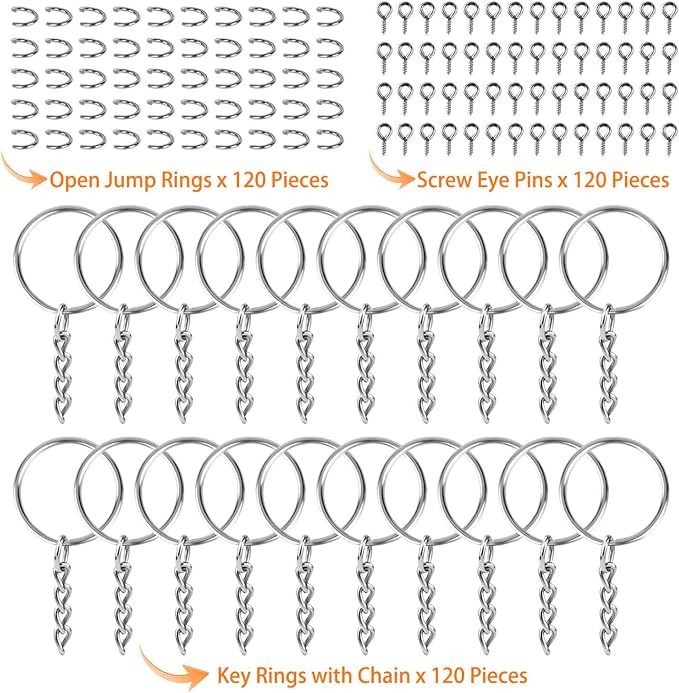 Keychain Rings for Crafts, Flasoo 360Pcs Keychains for Resin Include Key Rings - Image 2