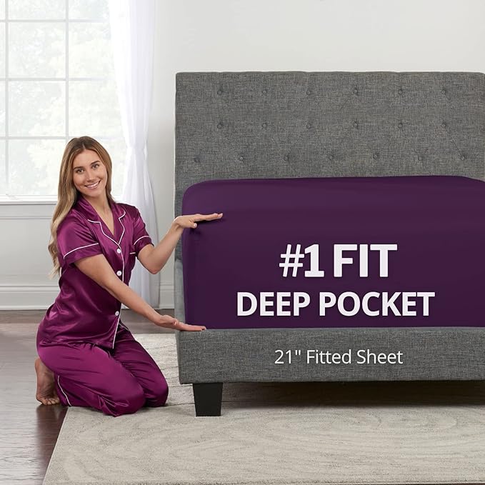 XL Twin Sheets Deep Pockets Fitted – Twin XL Fitted Sheets Only – 21” Fitted by DeaLuxeBedding