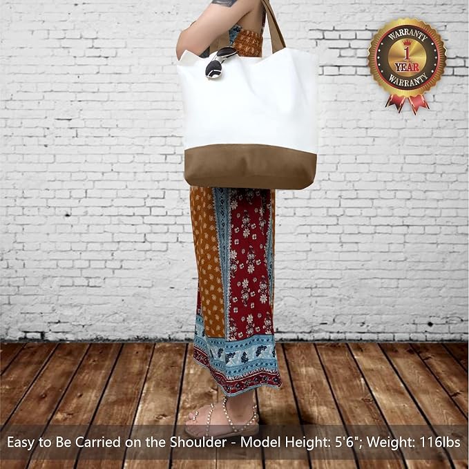 TOPDesign 1-Pack Super Strong Large 12oz Cotton Canvas Tote Bag, Reusable - Image 2