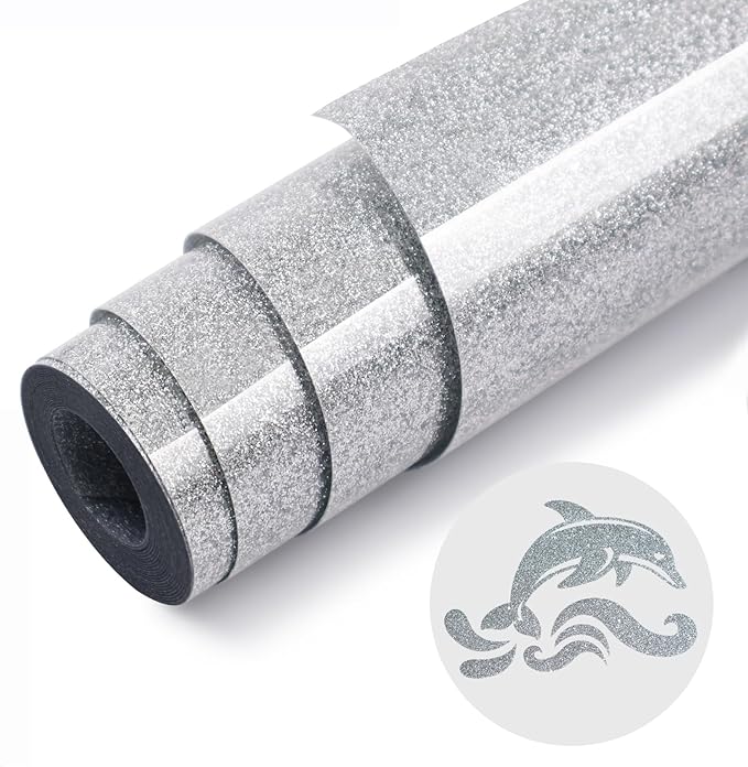 Silver Glitter HTV Heat Transfer Vinyl by WRTUUED
