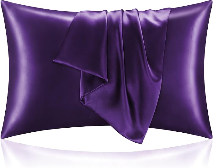 BEDELITE Satin Pillowcase with Zipper, Plum Purple Pillow Cases Queen Size Set by BEDELITE