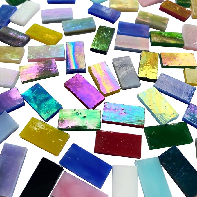 Rectangle Iridescent Glass Mosaic Tiles, 320 Pieces Colorful Stained Glass - Image 4