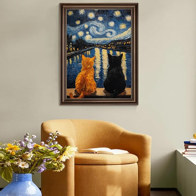 RYMILIE Cat Diamond Art Kits for Adults-Starry Night Diamond Painting Kits for - Image 2