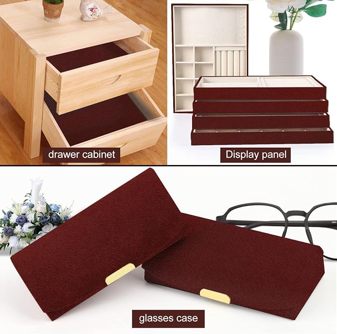 Removable Velvet Flock Self Adhesive Felt Fabric Liner Brown Velvet Drawer Liner - Image 5