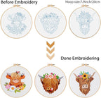 Louise Maelys 3 Sets Highland Cow Embroidery Kits - Image 3