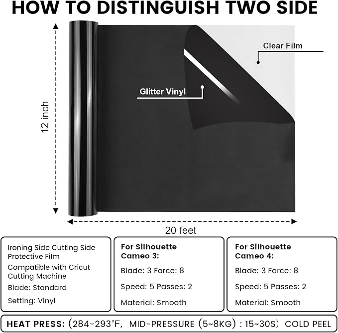 PU Heat Transfer Vinyl Black, 12In×20FT Iron on - Image 2