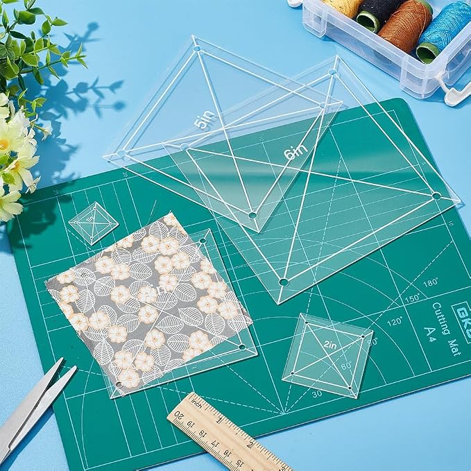 6Pcs Quilting Template Acrylic 0.98-5.91 Inch Clear Square Templates - Image 4