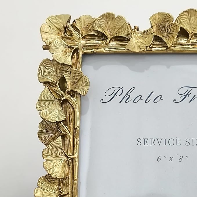 1PCS 6x8Inch Ginkgo Picture Frame | Bright Gold, Wall Tabletop Use, Fits 6x8 - Image 5