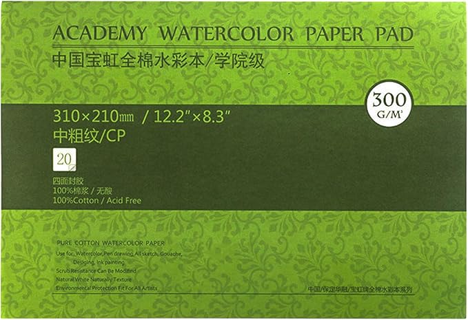 MEEDEN 8.3×12" Cotton Watercolor Paper Block, Textured Surface Watercolor Paper by MEEDEN