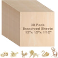 30 Pack Basswood Sheets 12x12x1/12 Inch, Plywood Sheet Unfinished Wood Boards by Ecurfu
