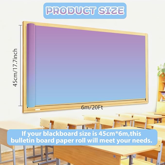 Qyeahkj 17.7in x 20ft Bulletin Board Paper Roll Bulletin Board Background Paper - Image 2
