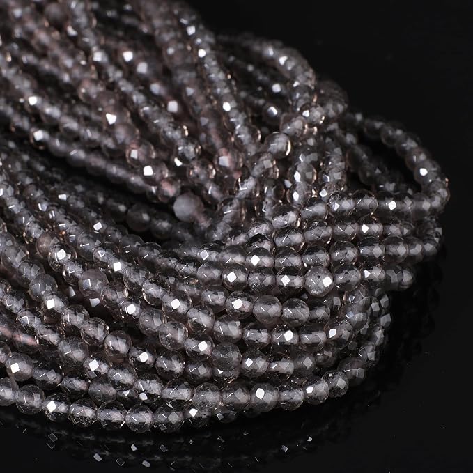 4mm 90pcs Smoky Quartz Tiny Gemstone Beads by SongXi