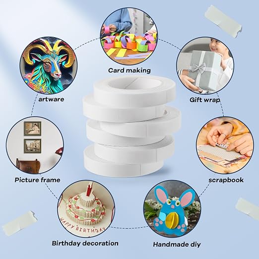 6 Rolls Double Sided Tape for Crafts, Strong Double-Sided Tape, Artist Tape - Image 5