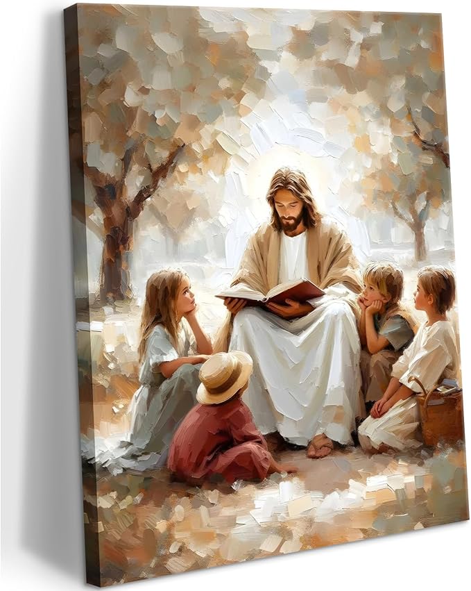 Jesus With Children Canvas Wall Art Jesus Teaching Children picture Wall Decor by wallart